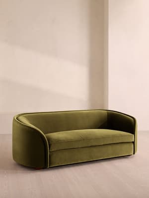 Conall Three Seater Sofa - Velvet - Olive - US - Listing Image