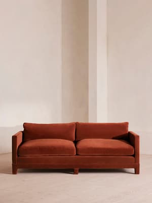 Ashford Three Seater Sofa - Velvet - Rust - Hover Image