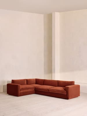 Mossley Right L-Shape Sofa - Velvet - Rust - Listing Image