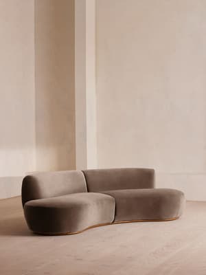 Aline Serpentine Modular Sofa - Three Seater - Taupe Velvet - UK - Hover Image