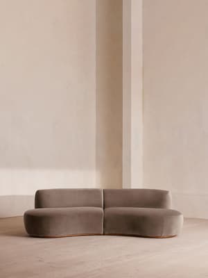 Aline Serpentine Sectional Sofa - Three Seater - Taupe Velvet - US - Listing Image