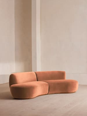 Aline Serpentine Sectional Sofa - Three Seater - Antique Rose Velvet - US - Hover Image