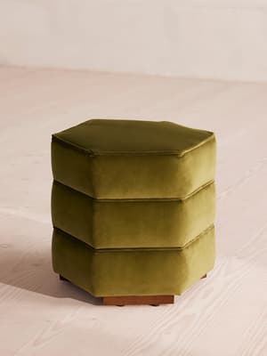 Lyla Footstool - Velvet - Olive - US - Listing Image