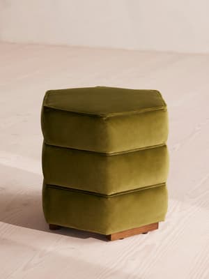 Lyla Footstool - Velvet - Olive - US - Hover Image