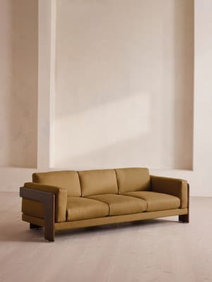 Marcia Three Seater Sofa - Linen - Ochre - US - Hover Image