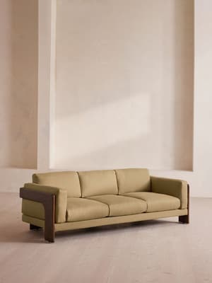Marcia Three Seater Sofa - Linen - Wheat - US - Hover Image