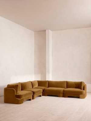 Odell Deeper Sit Modular Sofa - Corner Sofa - Velvet Mustard UK - Hover Image