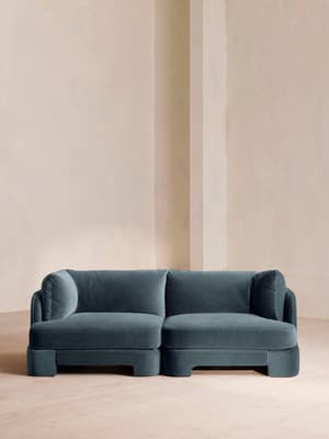 Odell Deeper Sit Modular Sofa - Three Seater - Velvet Grey Blue UK - Listing Image
