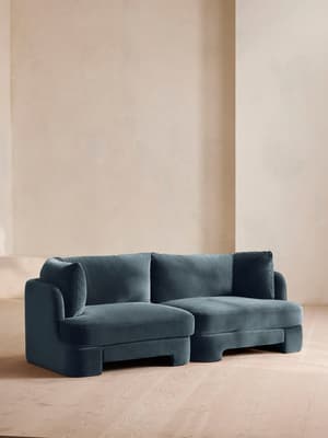 Odell Deeper Sit Modular Sofa - Three Seater - Velvet Grey Blue UK - Hover Image