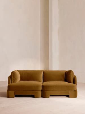 Odell Deeper Sit Sectional Sofa - Three Seater - Velvet Mustard US - Listing Image