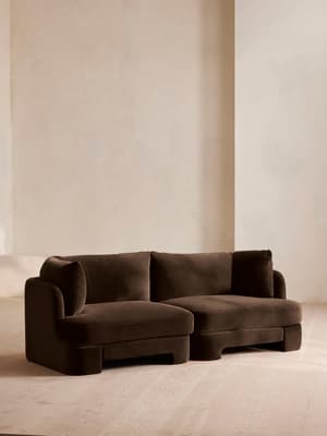 Odell Modular Sofa - Three Seater - Velvet - Chocolate - Hover Image