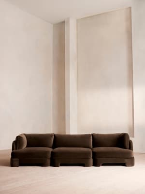 Odell Deeper Sit Sectional Sofa - Four Seater - Velvet - Chocolate US - Listing Image