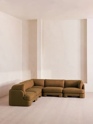 Odell Sectional Sofa - Corner Sofa - Linen - Ochre - US - Hover Image