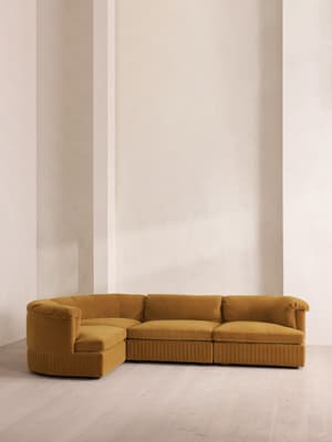 Oona Sectional Sofa - L-Shape Sofa - Velvet Mustard - US - Hover Image