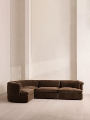 Oona Sectional Sofa - L-Shape Sofa - Velvet - Chocolate - US - Hover Image