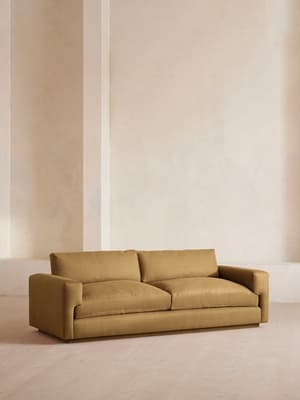 Mossley Three Seater Sofa - Linen - Ochre - Hover Image