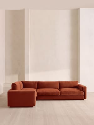 Mossley Right L-Shape Sofa - Velvet - Rust - Hover Image