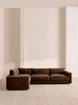 Mossley Right L-Shape Sofa - Velvet - Chocolate - Hover Image
