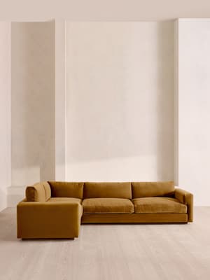 Mossley Right L-Shape Sofa - Velvet - Mustard - Hover Image