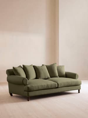 Audrey Three Seater Sofa - Linen - Olive - Hover Image