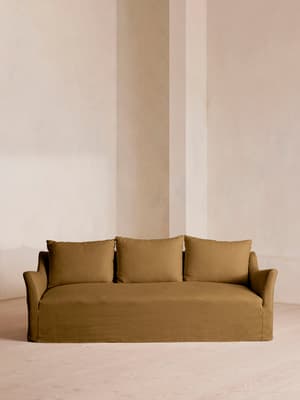 Roma Three Seater Sofa - Linen - Ochre - US - Hover Image