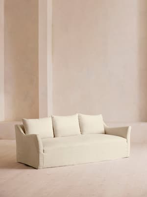 Roma Three Seater Sofa - Linen - Bisque - Hover Image