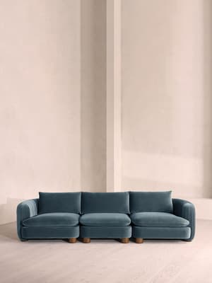 Vivienne Sectional Sofa - Four Seater - Velvet Grey Blue - US - Listing Image