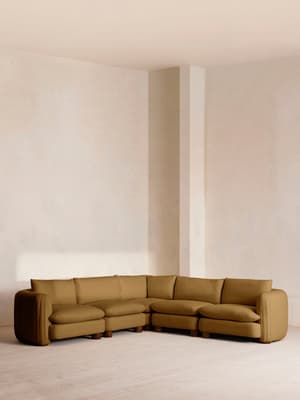 Vivienne Deeper Sit Sectional Sofa - Corner Sofa - Linen - Ochre - US - Listing Image