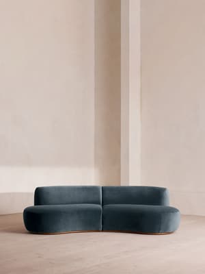 Aline Serpentine Modular Sofa - Three Seater - Grey Blue Velvet - UK - Listing Image