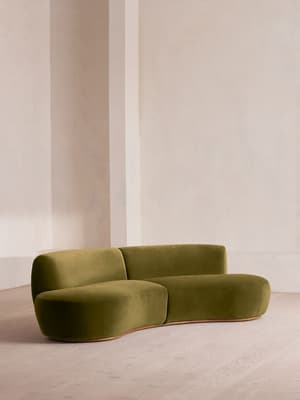 Aline Serpentine Modular Sofa - Three Seater - Olive Velvet - UK - Hover Image