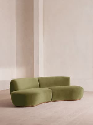 Aline Serpentine Sectional Sofa - Three Seater - Lichen Velvet - US - Hover Image