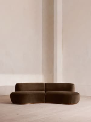 Aline Serpentine Sectional Sofa - Three Seater - Chocolate Velvet - US - Listing Image