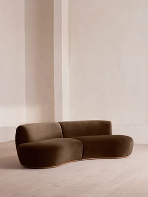 Aline Serpentine Sectional Sofa - Three Seater - Chocolate Velvet - US - Hover Image