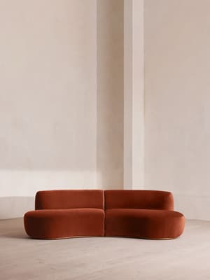 Aline Serpentine Sectional Sofa - Three Seater - Rust Velvet - US - Listing Image