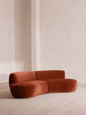 Aline Serpentine Sectional Sofa - Three Seater - Rust Velvet - US - Hover Image