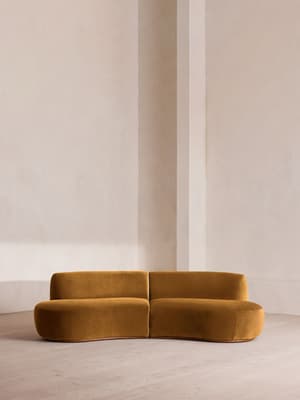 Aline Serpentine Modular Sofa - Three Seater - Mustard Velvet - UK - Listing Image