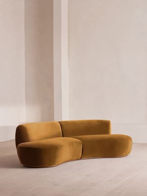 Aline Serpentine Modular Sofa - Three Seater - Mustard Velvet - UK - Hover Image