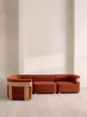Caleb Sectional Sofa - L-Shape Sofa - Velvet - Rust - Blonde Burl - US - Hover Image