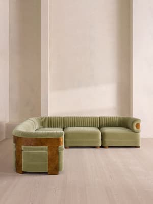 Caleb Modular Corner Sofa - Velvet - Lichen - Dark Burl - UK - Hover Image