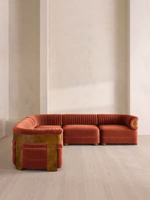 Caleb Modular Corner Sofa - Velvet - Rust - Dark Burl - UK - Hover Image