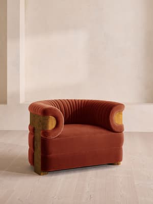 Caleb Armchair - Dark Burl - Velvet - Rust - US - Hover Image