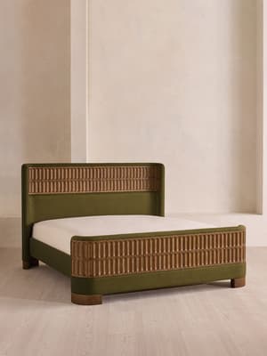 Devon Bed - Queen - Linen - Olive - US - Hover Image