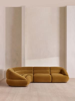 Edison Modular Sofa - L-Shape Sofa - Velvet - Mustard UK - Hover Image