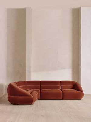 Edison Modular Sofa - L-Shape Sofa - Velvet - Rust UK - Hover Image
