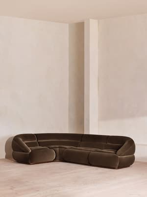 Edison Modular Sofa - L-Shape Sofa - Velvet - Chocolate UK - Hover Image
