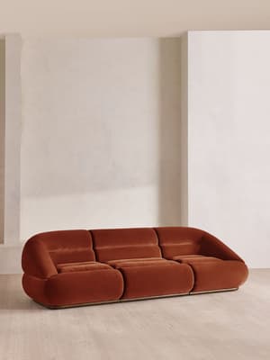 Edison Sectional Sofa - Four Seater - Velvet - Rust US - Hover Image