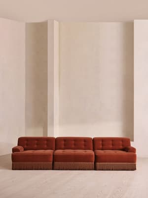 Elowen Sectional Sofa - Four Seater - Velvet - Rust US - Hover Image