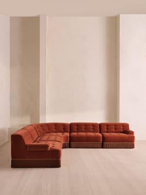 Elowen Sectional Sofa - Corner Sofa - Velvet - Rust US - Hover Image