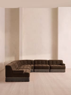 Elowen Modular Sofa - Corner Sofa - Velvet - Chocolate UK - Hover Image