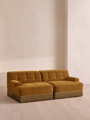 Elowen Modular Sofa - Three Seater - Velvet - Mustard UK - Hover Image